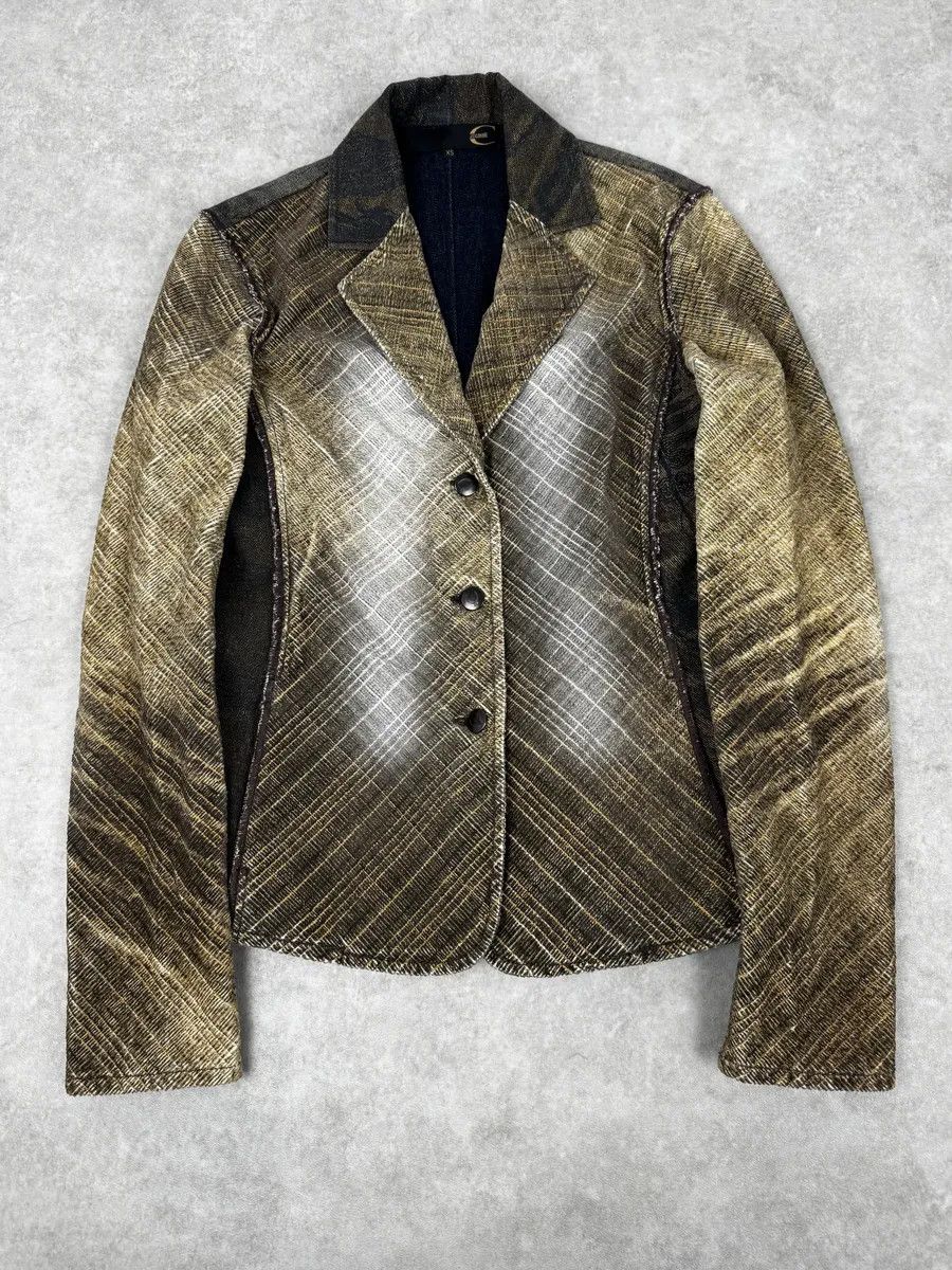 Just Cavalli 2000s Cavalli Faded Tattoo Wheat Blazer Jacket Size S / US 4 / IT 40 - 1 Thumbnail
