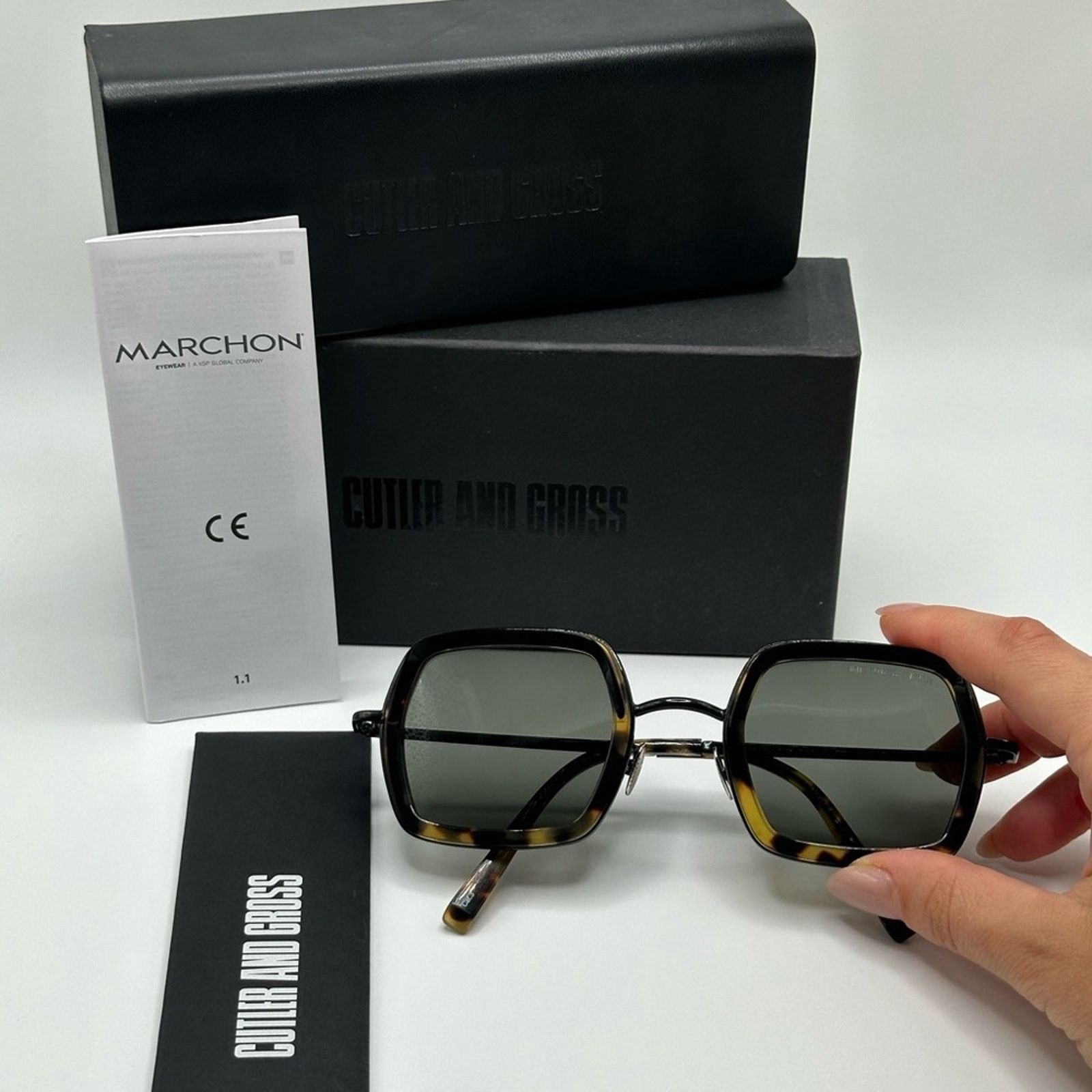 Cutler and Gross NEW CUTLER AND GROSS CG1301S 004 Black/Brown/Grey Unisex Size ONE SIZE - 10 Thumbnail