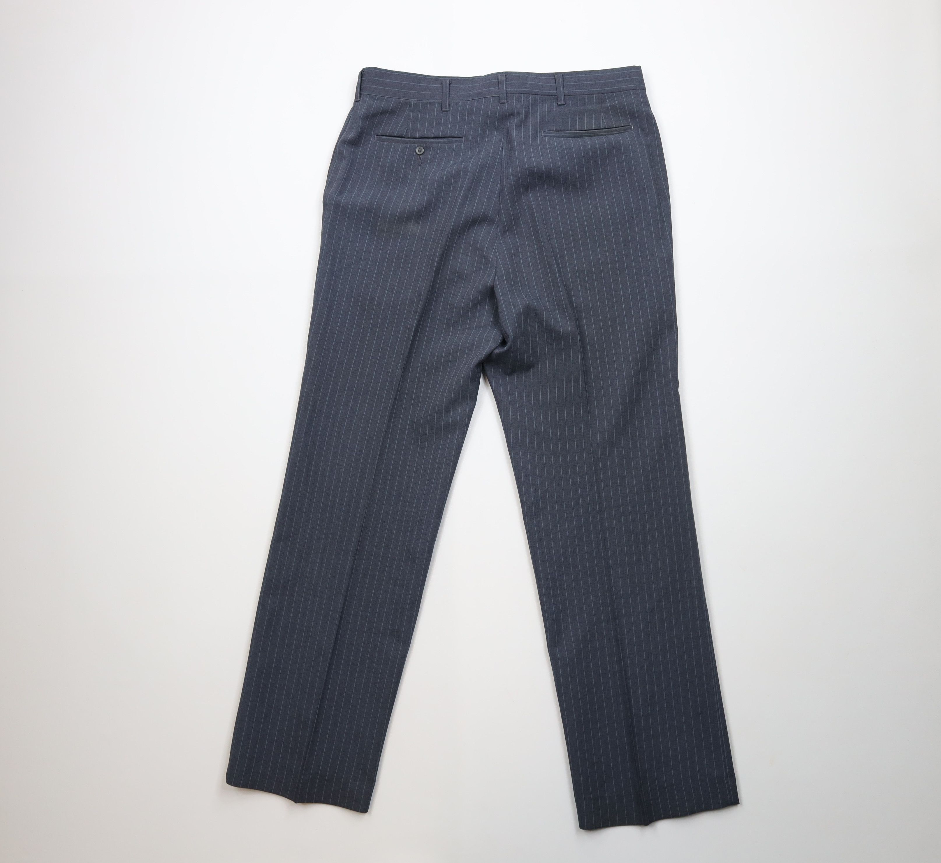 Vintage Vntage 70s Streetwear Pinstriped Knit Wide Leg Chino Pants Size US 34 / EU 50 - 10 Thumbnail