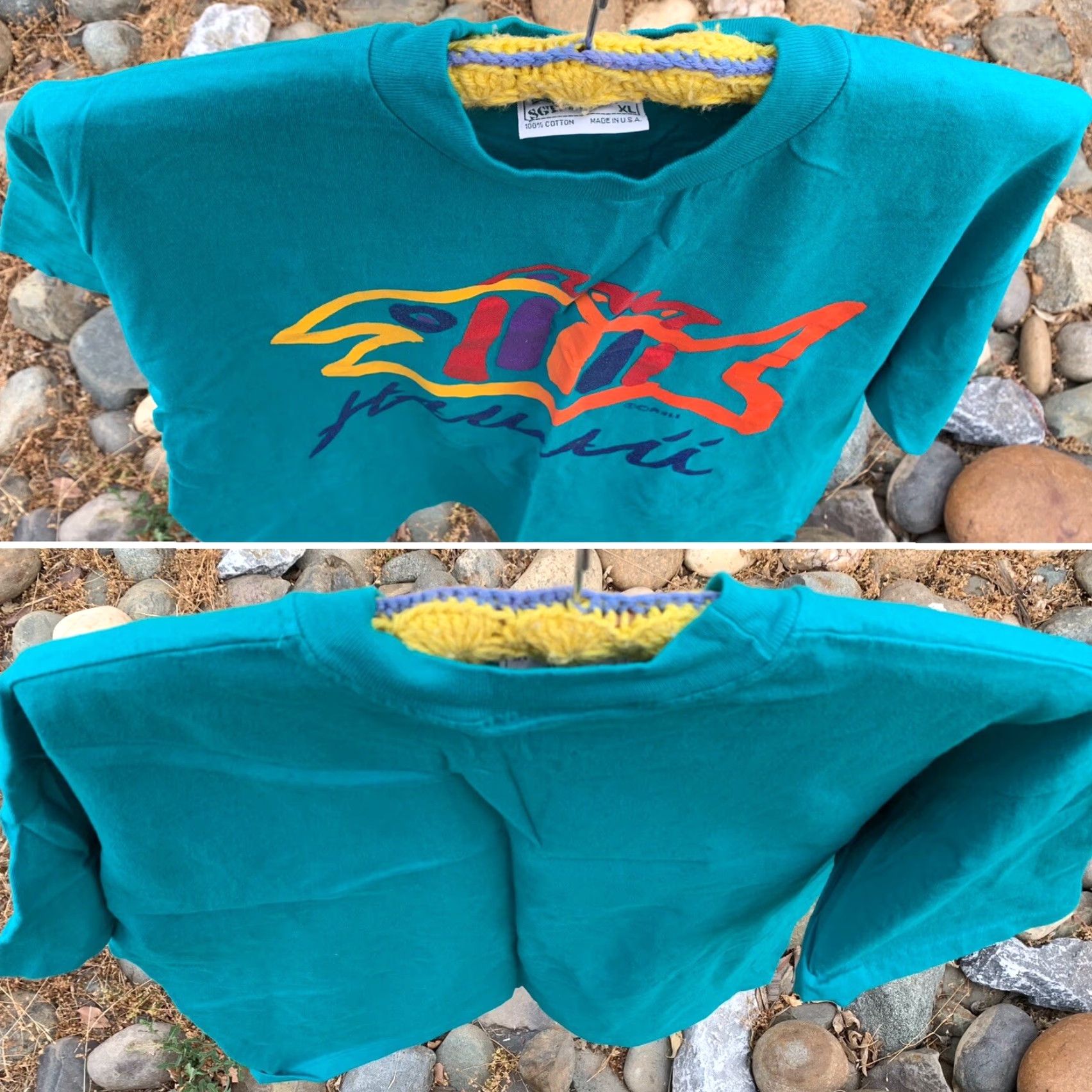 Rainbow VINTAGE Sgt Leisure T Shirt rainbow fish Hawaii single stitch XL 80s 90s 1980s Size US XL / EU 56 / 4 - 4 Thumbnail