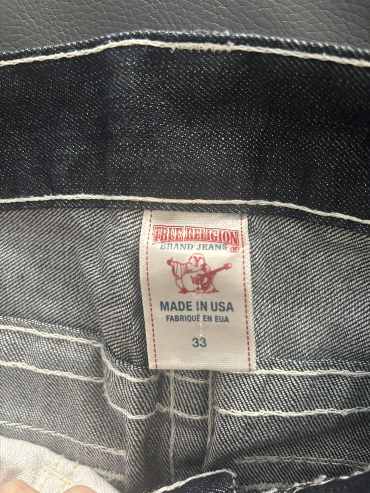True Religion TRUE RELIGION JEANS - BLUE, WHITE STITCH - POCKET FLAP Size US 33 - 5 Thumbnail