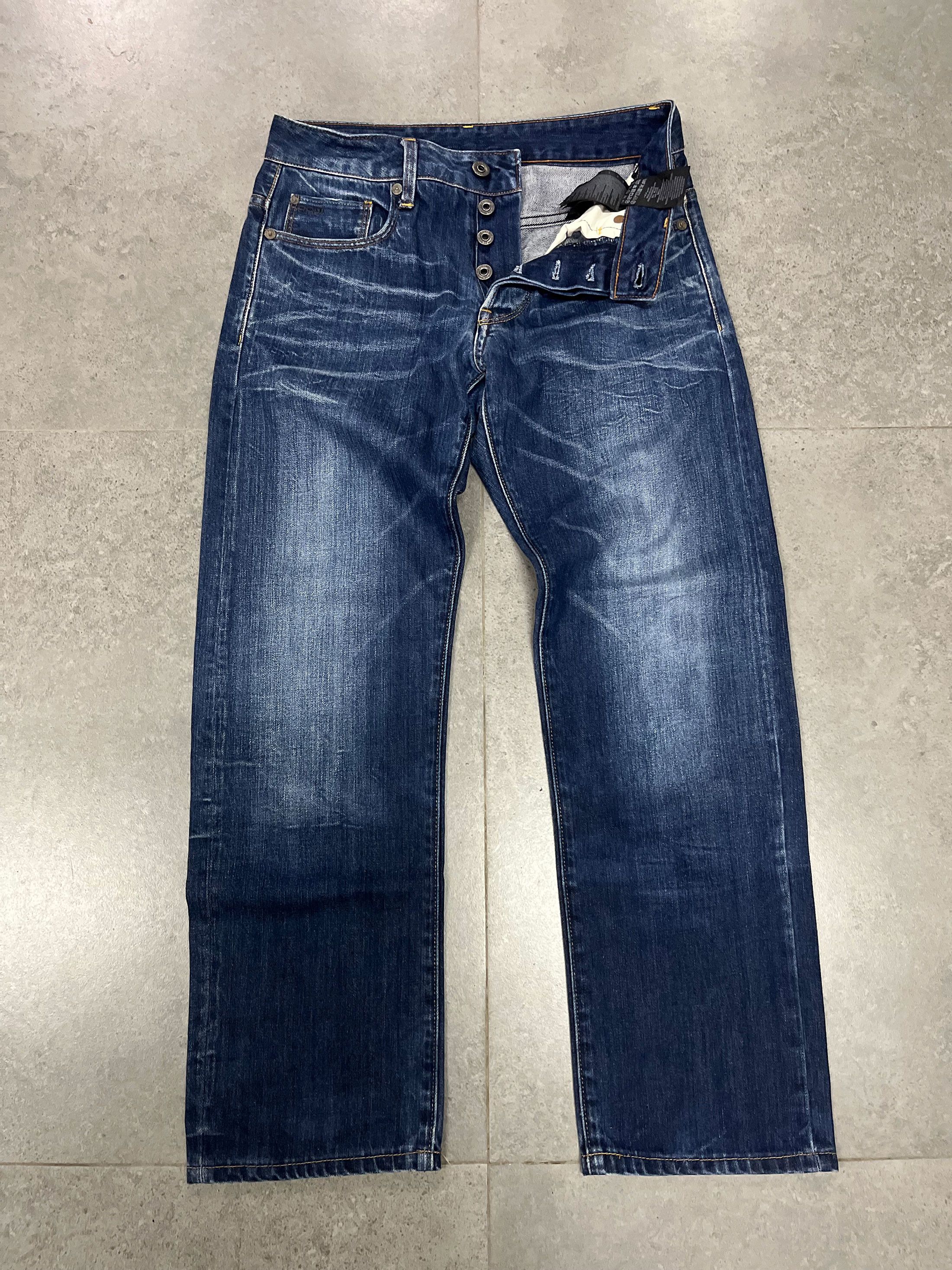 Designer × G-Star G Star Raw 3301 Straight Button Fly Wash Denim Size US 30 / EU 46 - 1 Thumbnail