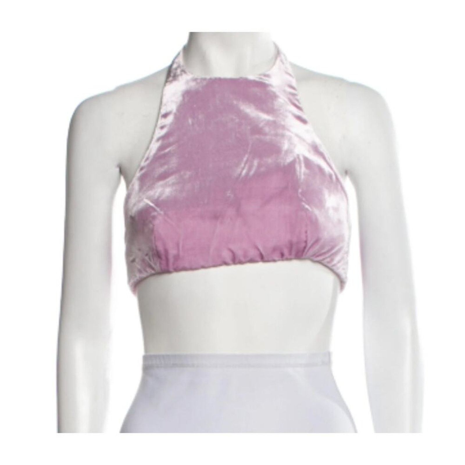 Valentino Valentino Velvet Halter Crop Top In Water Lilac Size L / US 10 / IT 46 - 4 Thumbnail