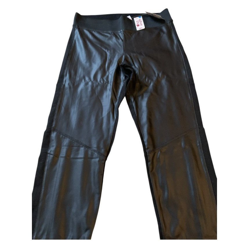 Other NWT Black Two-Tone Faux Leather Full Length Skinny Leggings Size 30" / US 8 / IT 44 - 2 Thumbnail