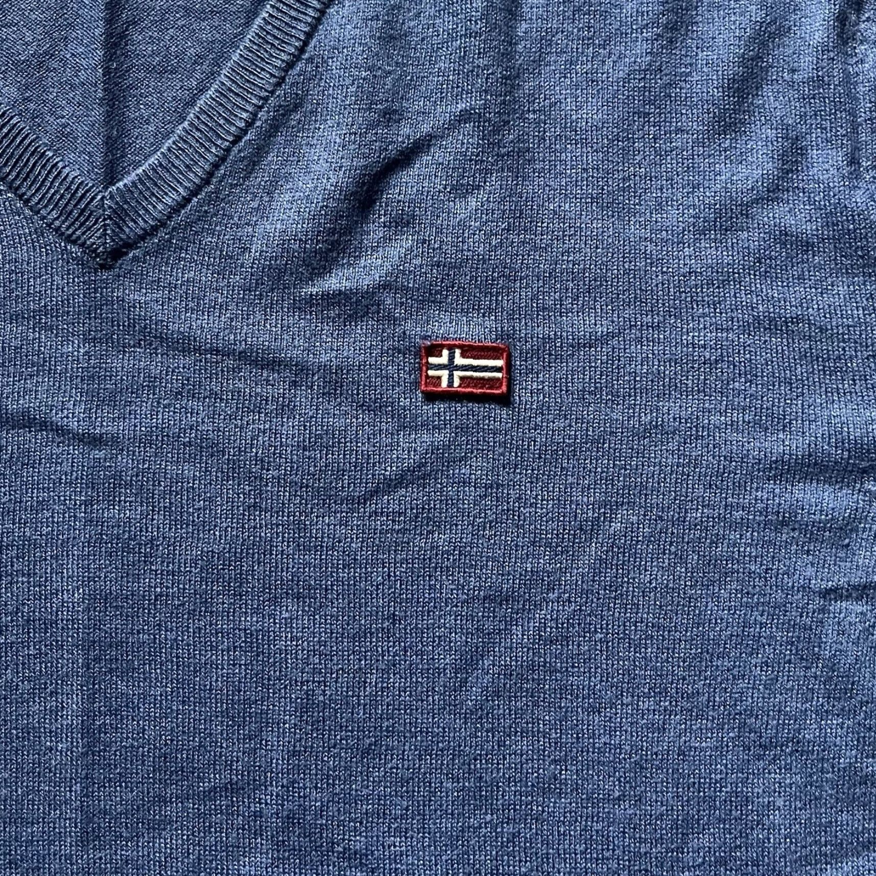 Napapijri Napapijri Sweater Mens V-Neck Blue Wool Blend Pullover Large Regular Knit Jumper Ventage? No Vintage: No Size US L / EU 52-54 / 3 - 3 Thumbnail