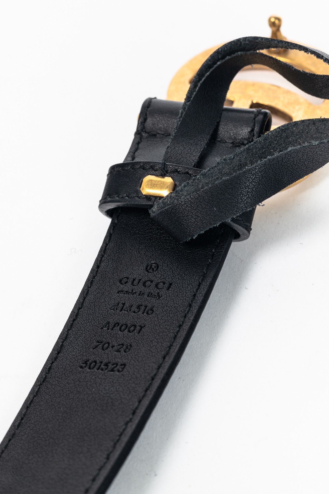 Gucci Gucci GG Marmont Black Leather Thin Belt Size 28 - 4 Thumbnail