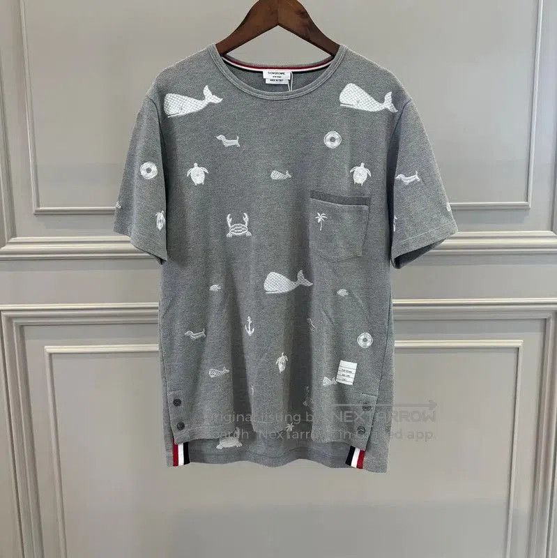 Other Thom Browne Gray Cotton Striped Short Sleeve T-Shirt . Size S / US 4 / IT 40 - 1 Thumbnail