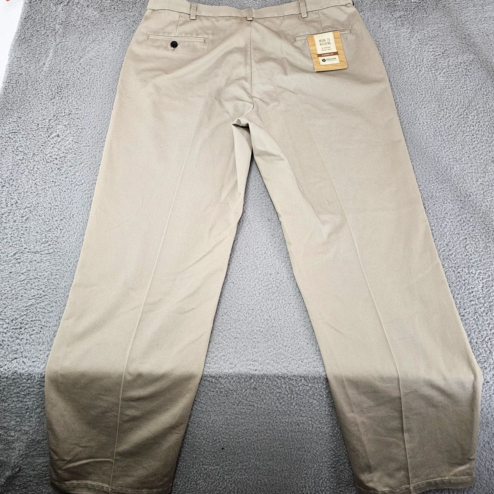 Haggar Haggar Dress Pants Mens 38x33 Khaki Classic Fit Flat Front Comfort Waist Cotton Pants Size US 38 / EU 54 - 5 Thumbnail