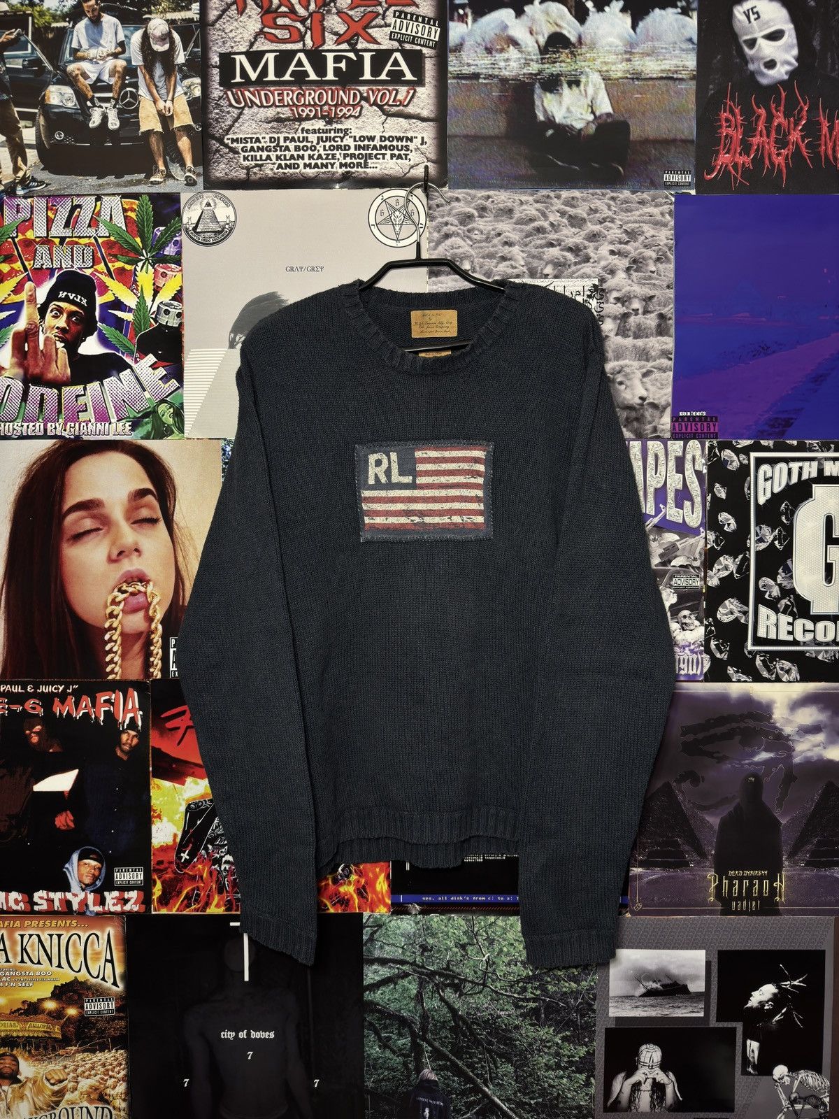 Vintage Polo Ralph Lauren USA Flag Lambs Wool Sweater