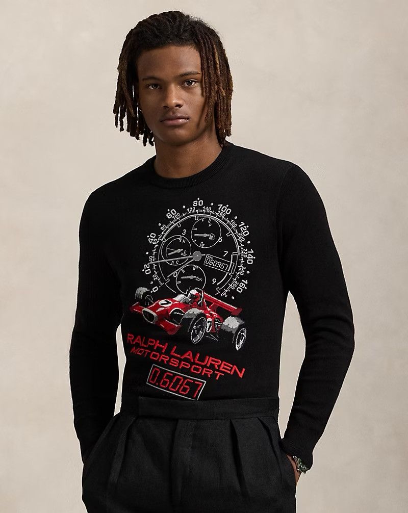 Polo Ralph Lauren Polo Ralph Lauren Intarsia-Knit Race Car Cotton Sweater Size US L / EU 52-54 / 3 - 1 Thumbnail