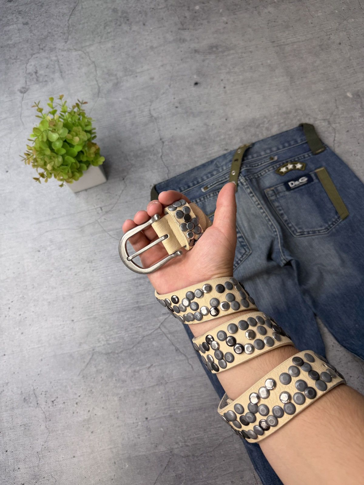 メンズ vintage studdeds leatherbelt y2k archive