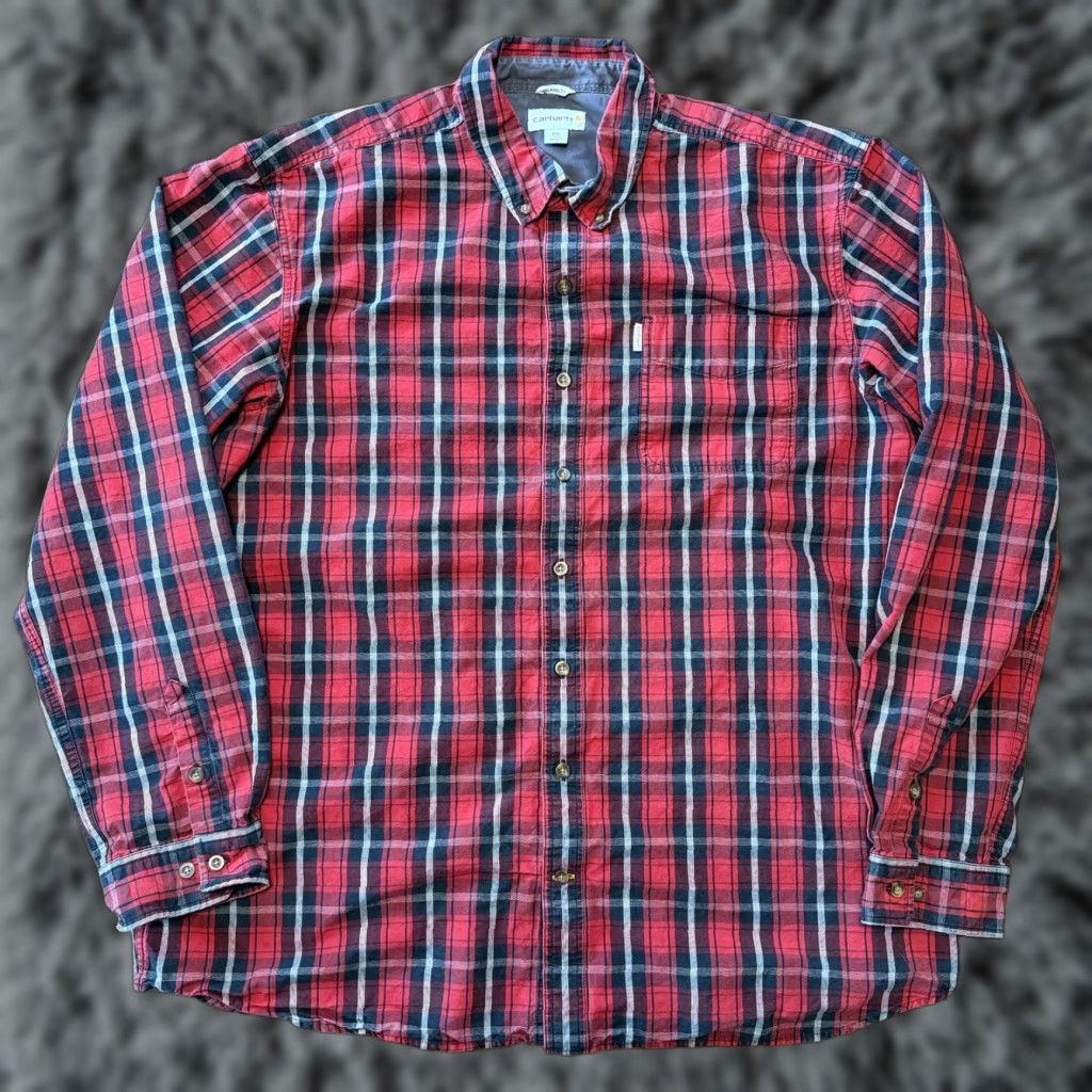 Carhartt Carhartt Shirt Button-Up Plaid Red Black XXL Tall Relaxed Fit Men’s 2XLT Cotton Button Down Casual Workwear Size US XXL / EU 58 / 5 - 1 Thumbnail