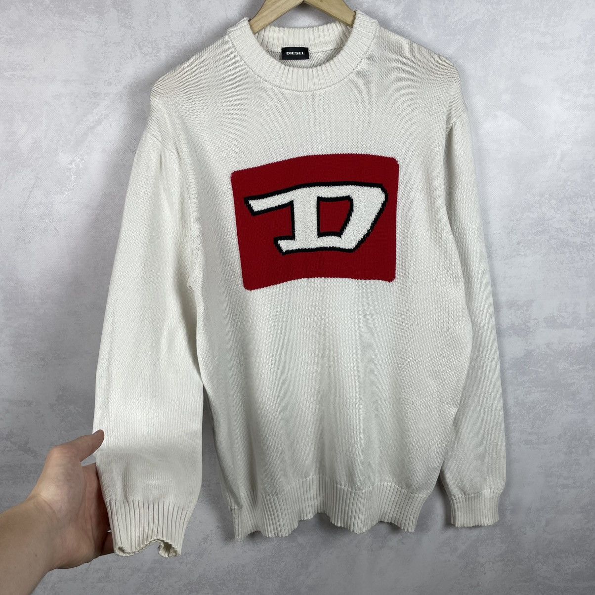 Diesel Big D Logo Cotton Knit Sweater Jumper