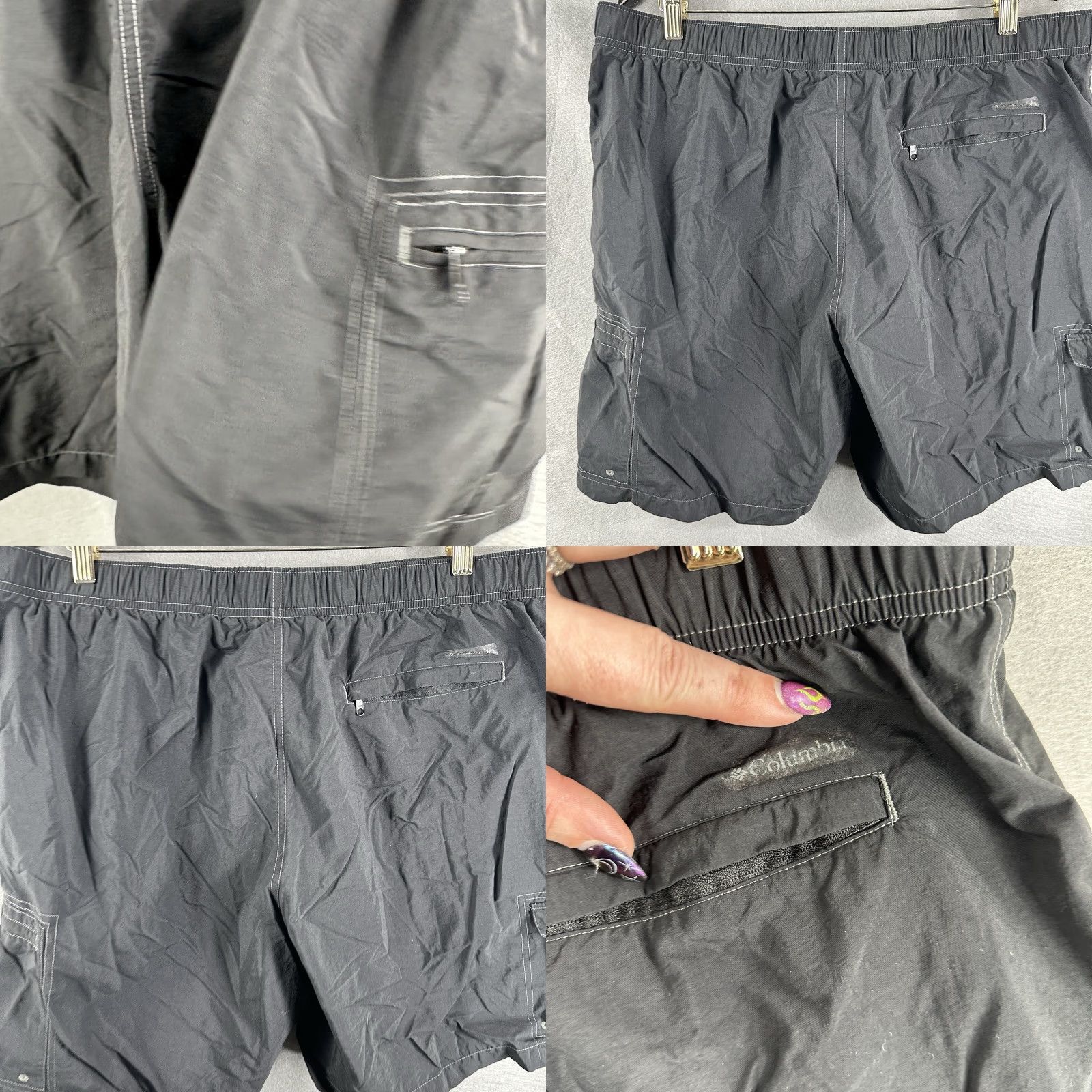 Vintage Columbia Mens XL Shorts Pull On Outdoor Cargo Pocket Black Lightweight Polyester Inseam 9in Classic Fit Size US 36 / EU 52 - 8 Thumbnail
