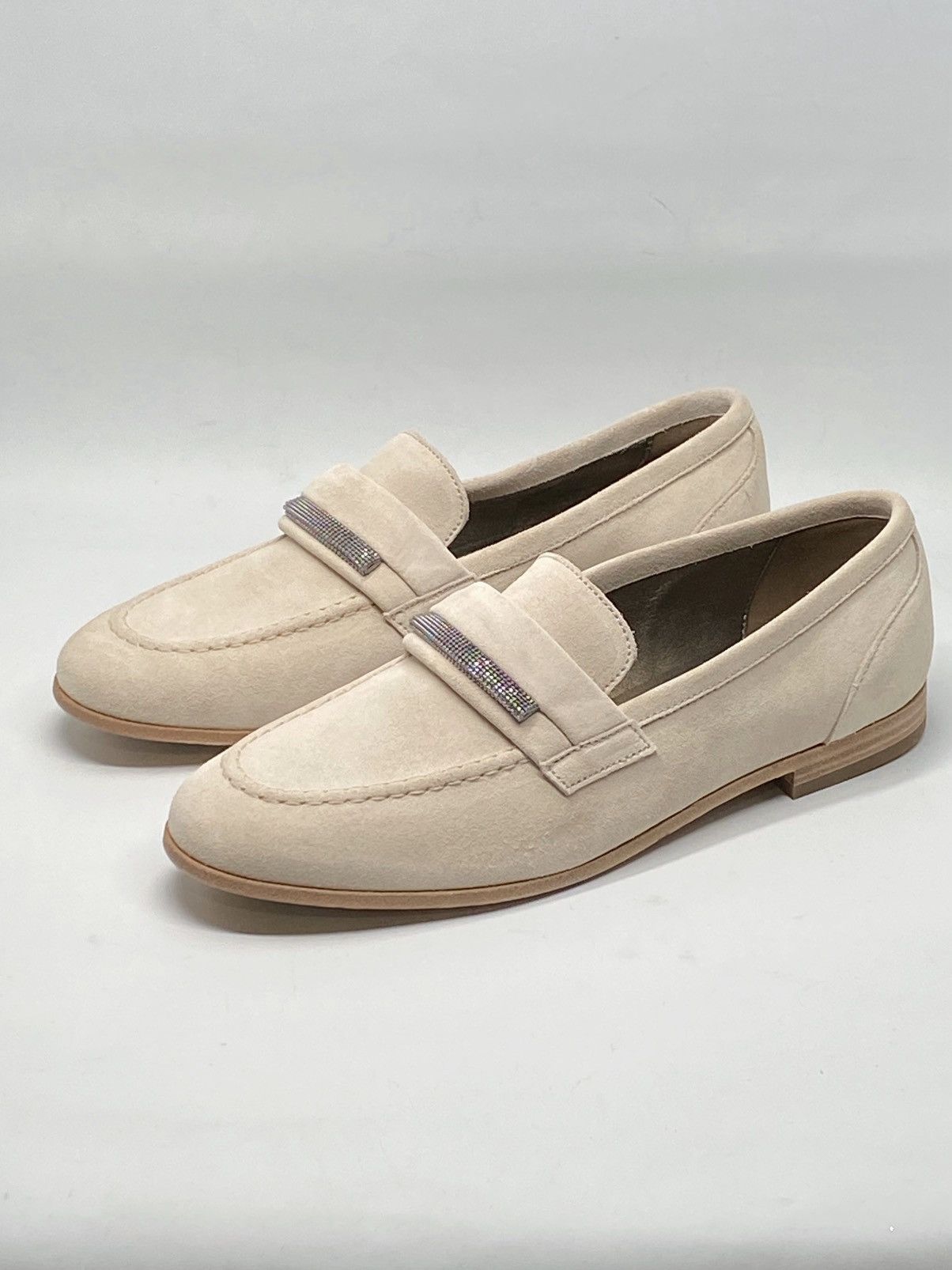 Brunello Cucinelli Embellished Suede Leather Loafers size 37