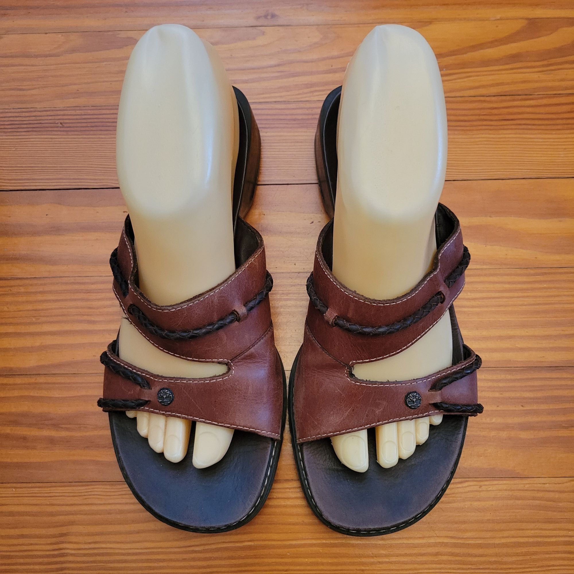 Timberland Timberland 7.5M Brown Leather Sandals Smart System Slides We Size US 7.5 / IT 37.5 - 2 Thumbnail