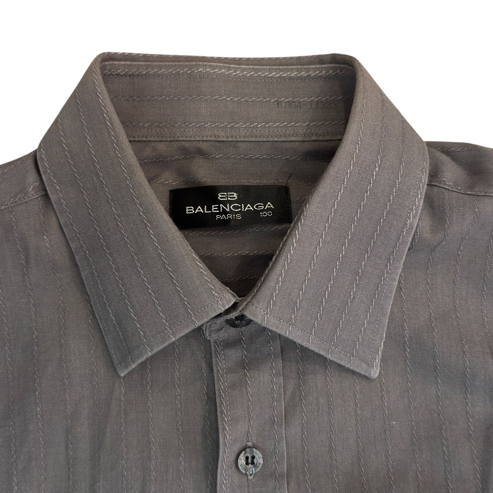 Balenciaga Balenciaga Paris Men’s Grey Pinstripe Shirt Size US M / EU 48-50 / 2 - 3 Thumbnail