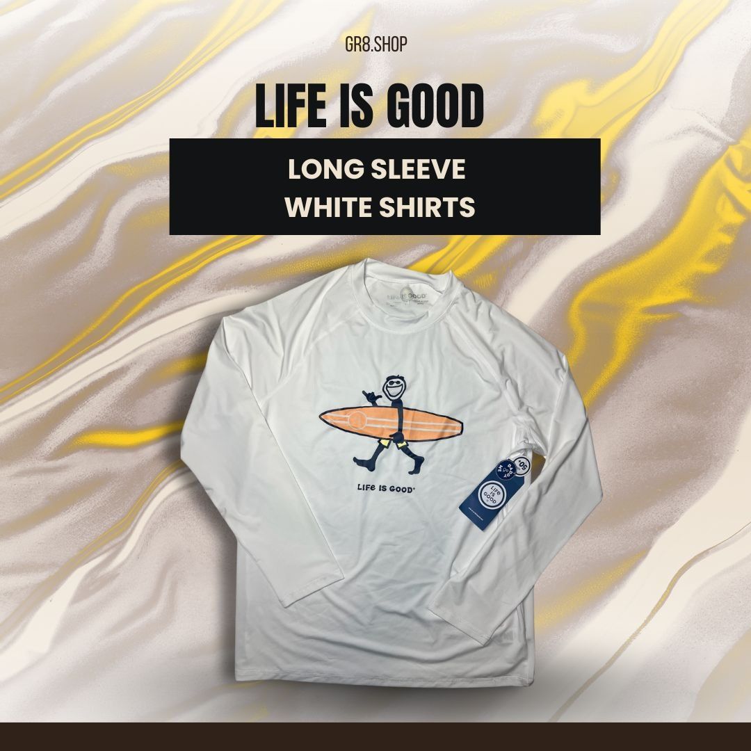 Other Life Is Good Mens Long Sleeve Surf Shirt UPF 50+ Medium Whit Size US M / EU 48-50 / 2 - 1 Thumbnail