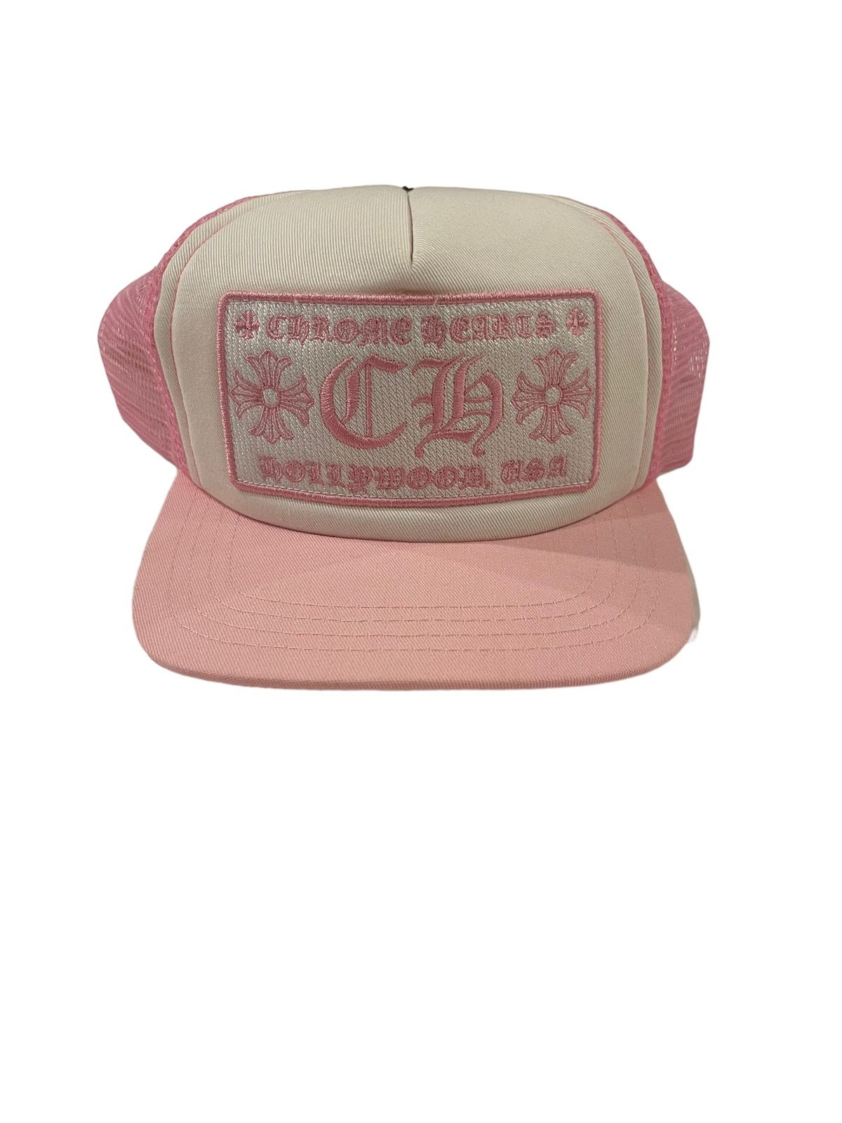 Pre-owned Chrome Hearts White & Pink Ch Trucker Hat