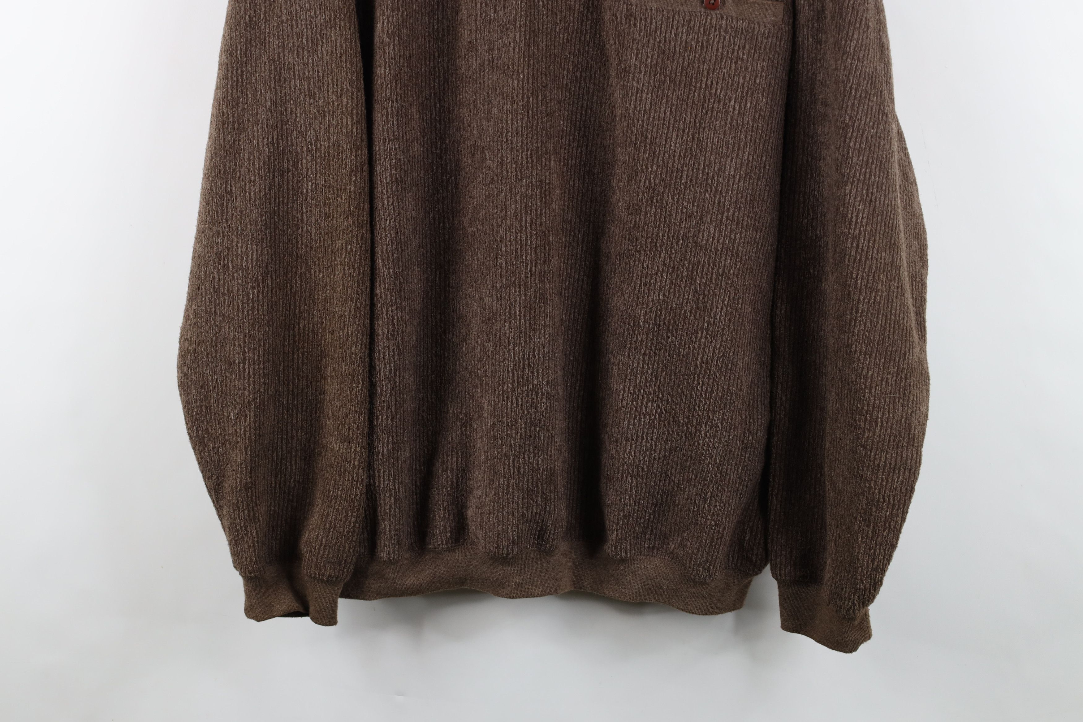 Vintage Vintage 90s Streetwear Ribbed Fleece Collared Sweater Brown Size US XXL / EU 58 / 5 - 3 Thumbnail