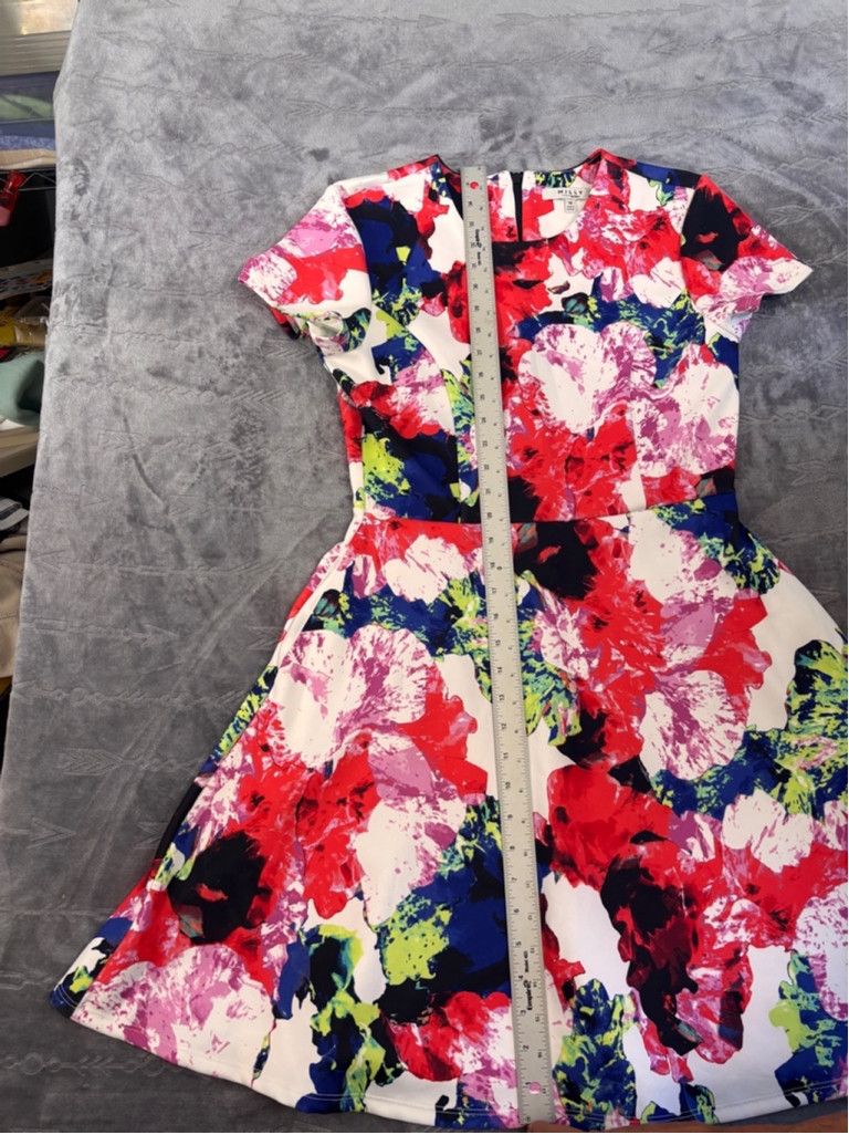 MILLY Women's Milly Floral Print Dress Size 10 Multi-color Size L / US 10 / IT 46 - 9 Thumbnail
