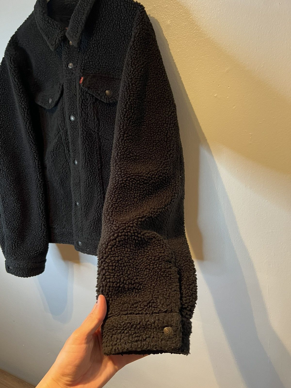 Levi's Levis Black Sherpa Trucker Jacket Women’s XL Fuzzy Size XL / US 12-14 / IT 48-50 - 3 Thumbnail