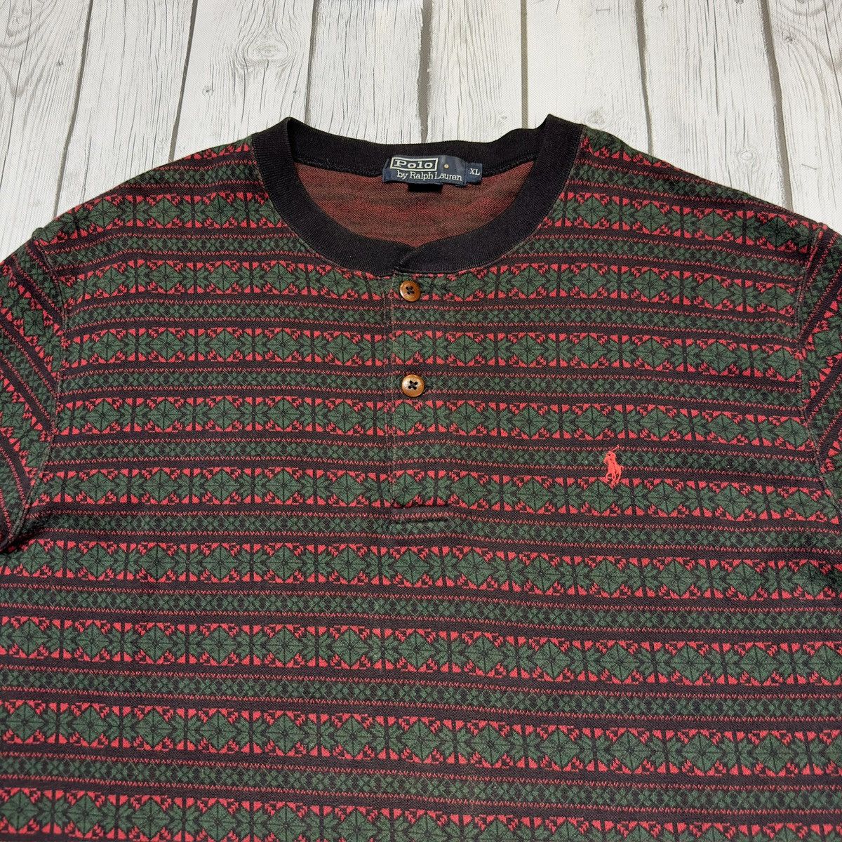 Polo Ralph Lauren × Vintage Vintage Polo long sleeve henley shirt Size US XL / EU 56 / 4 - 3 Thumbnail