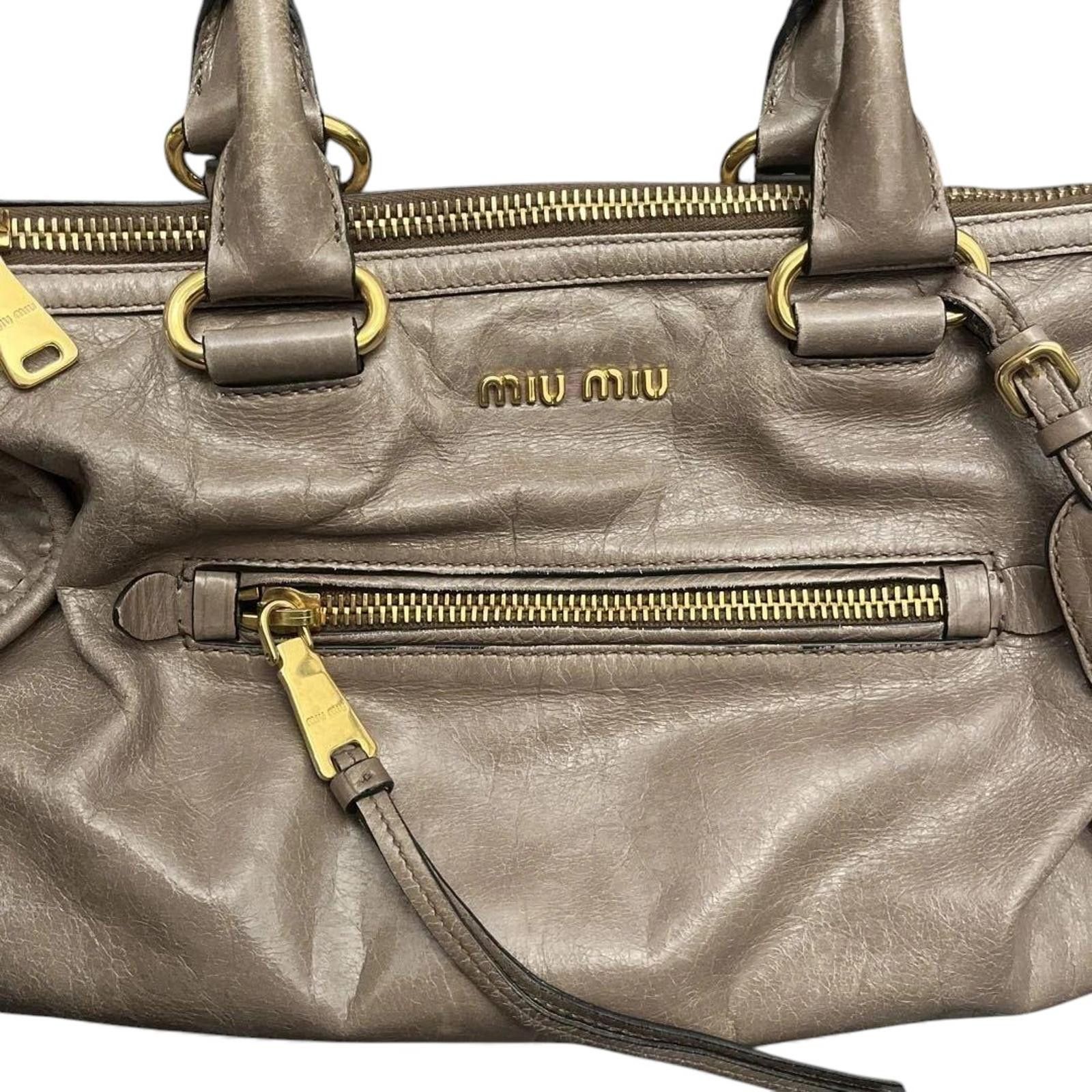 Miu Miu Miu Miu - Taupe Leather Handbag Gold Hardware Size ONE SIZE - 3 Thumbnail