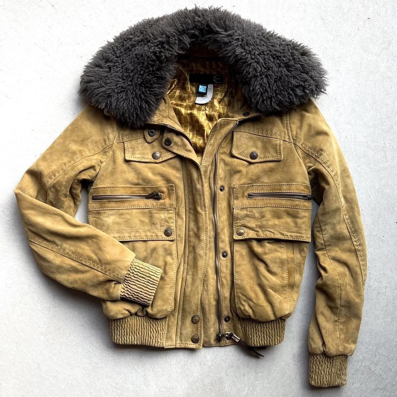 Roberto Cavalli Roberto Cavalli 'Just Cavalli' Suede Jacket Sheepskin Collar Size S / US 4 / IT 40 - 1 Thumbnail