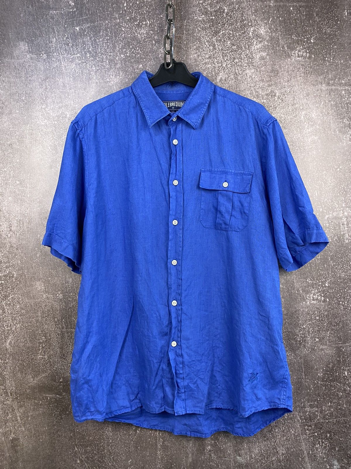 Designer × Vilebrequin Vilebrequin Linen Button Up Shirt Mens XL Hot Blue Size US XL / EU 56 / 4 - 1 Thumbnail
