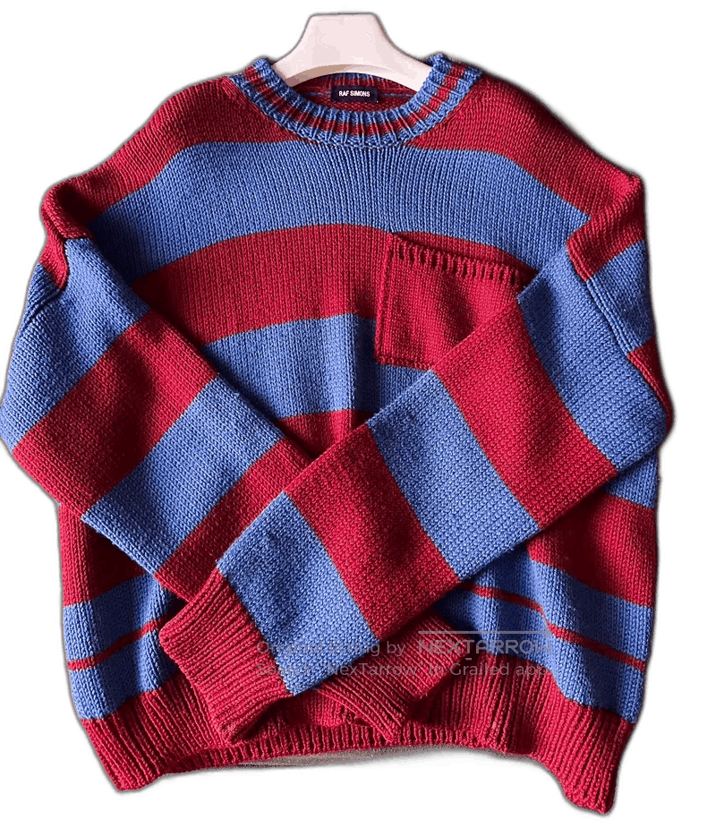 Raf Simons raf simons red blue striped knit sweater. Size US M / EU 48-50 / 2 - 1 Thumbnail