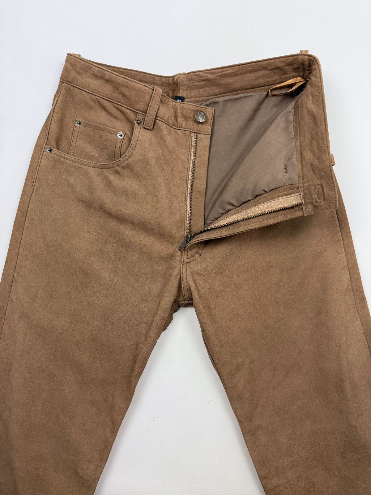 Vintage 1990’s Vintage Ricano Brown Leather Biker Rider Pants 30X32 Size US 30 / EU 46 - 5 Thumbnail