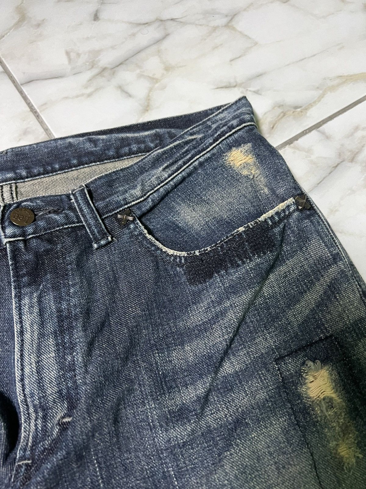 If Six Was Nine × Lee 💥FLARE💥VINTAGE LEE RIDER WASHED DISTRESS JEAN JAPAN Size US 33 - 8 Thumbnail