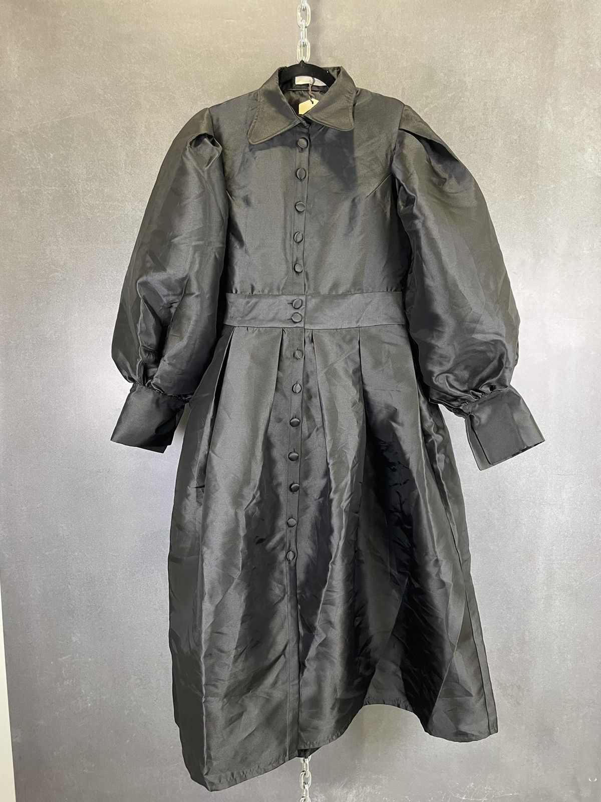 image of NWT The Kemist Black Satin Long Sleeve Backless Dress Size 18, Women's