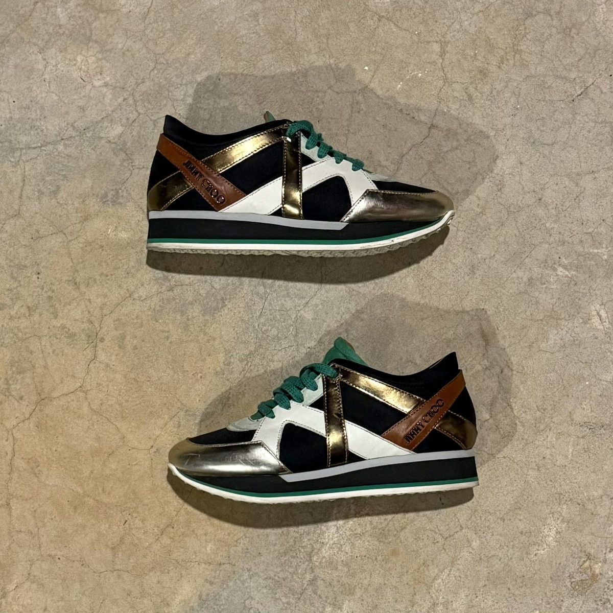 Jimmy Choo Jimmy Choo London Iconic Green Mix Media Logo Sneakers EU 35 Size US 5 / IT 35 - 4 Thumbnail