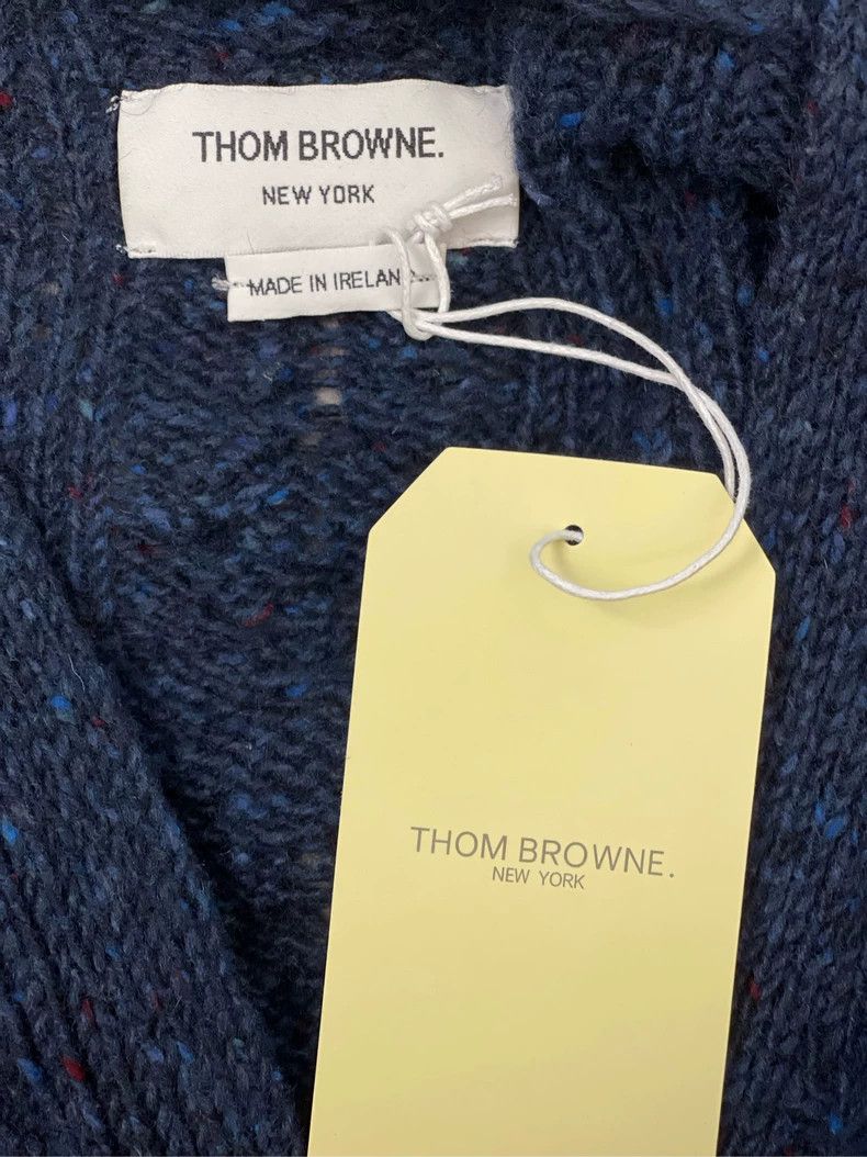 Thom Browne Thom browne Dark blue four-striped wool horsehair knitted c Size US XL / EU 56 / 4 - 5 Thumbnail