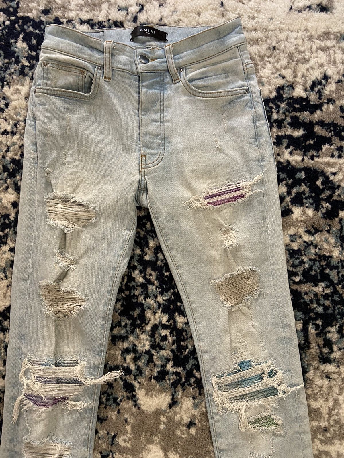 Amiri Amiri MX1 Light Wash Multi Patch Jeans Size US 28 / EU 44 - 1 Thumbnail