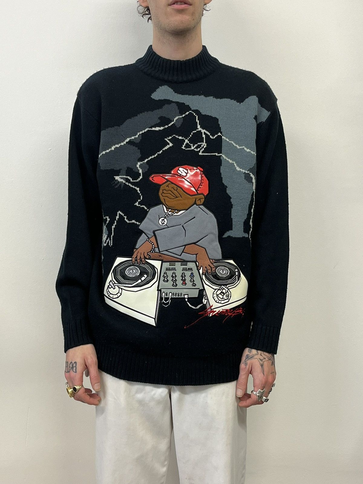 Vintage 90s DJ Sweater Size US L / EU 52-54 / 3 - 1 Thumbnail
