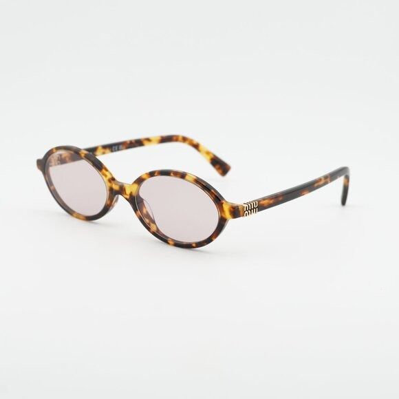 Miu Miu Miu Miu MU04ZS 14L4I0 Sunglasses Honey Havana Oval Frame Size ONE SIZE - 1 Thumbnail