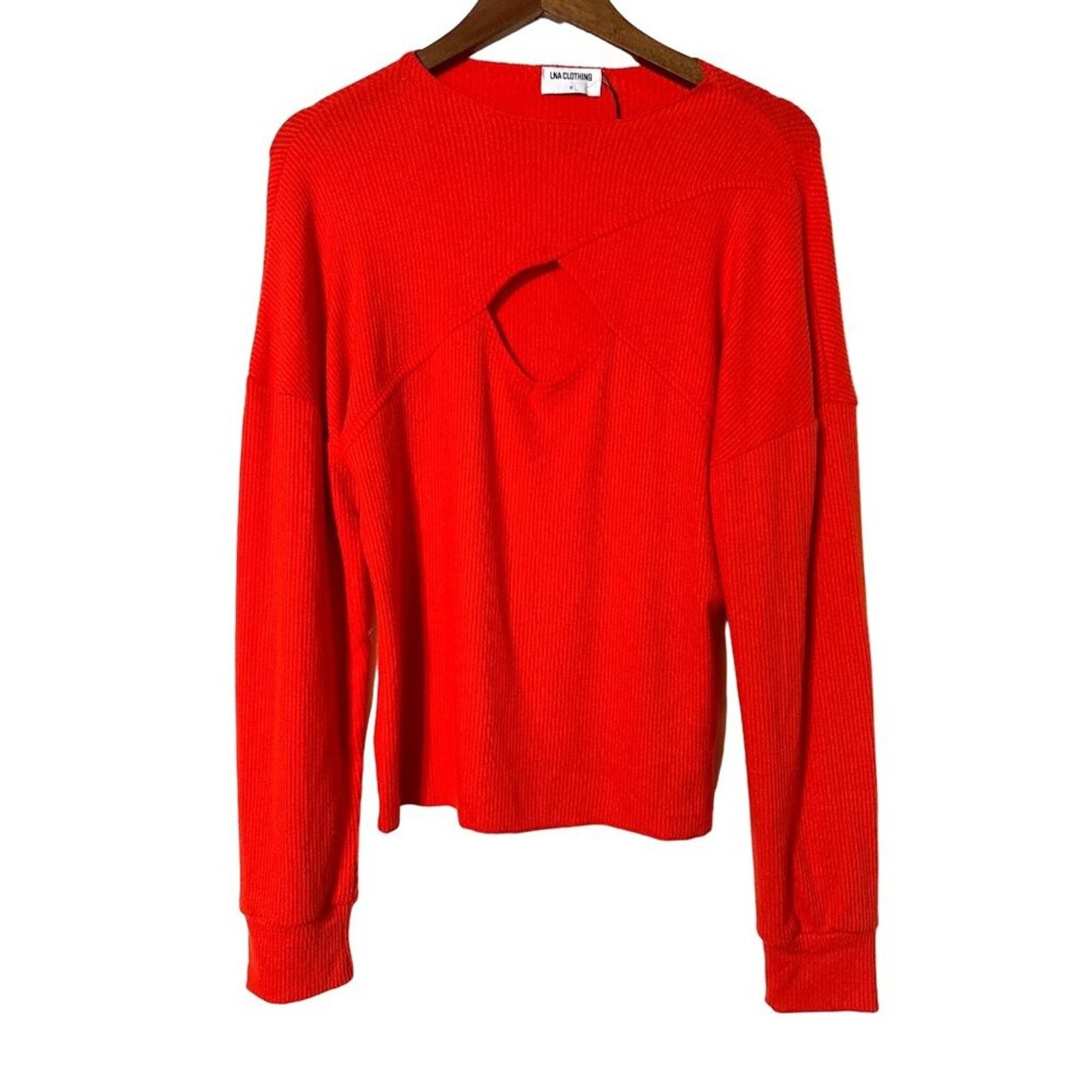 Other LNA Cori Ribbed Cutout Sweater Top Red Long Sleeve 1X NWT Size XL / US 12-14 / IT 48-50 - 3 Thumbnail