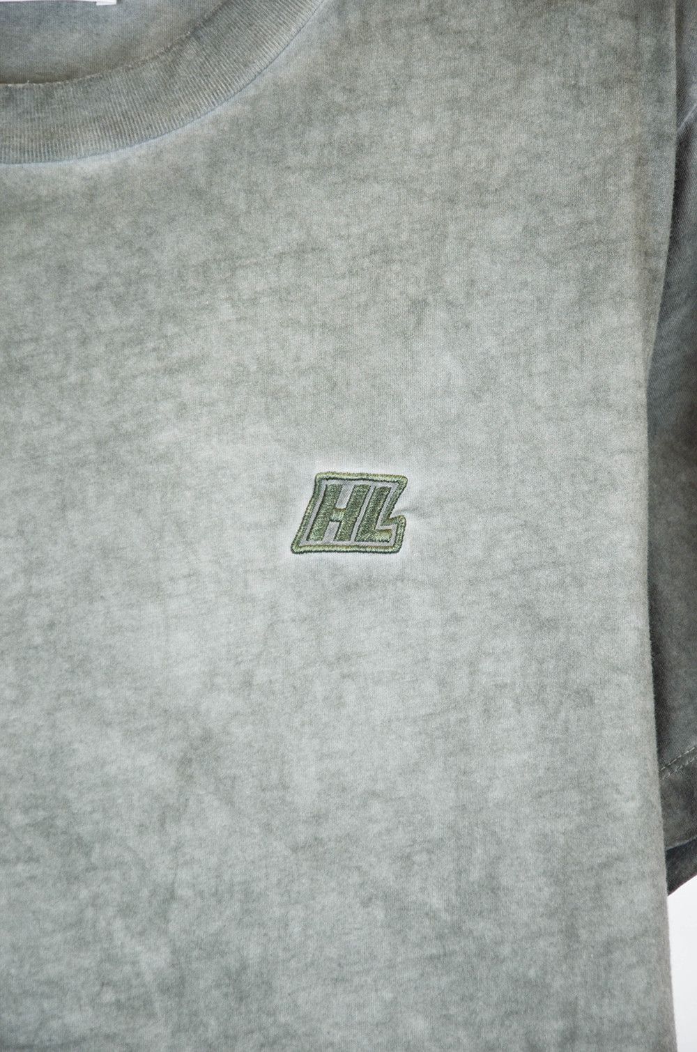 Helmut Lang Vintage Washed Olive Logo T-Shirt Size M