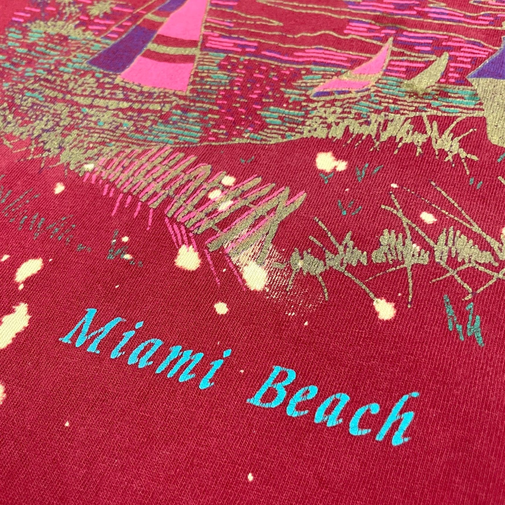 Vintage VINTAGE Miami Tshirt Mens Large Red Beach Single Stitch Art Tee Adult Shirt Size US L / EU 52-54 / 3 - 4 Thumbnail
