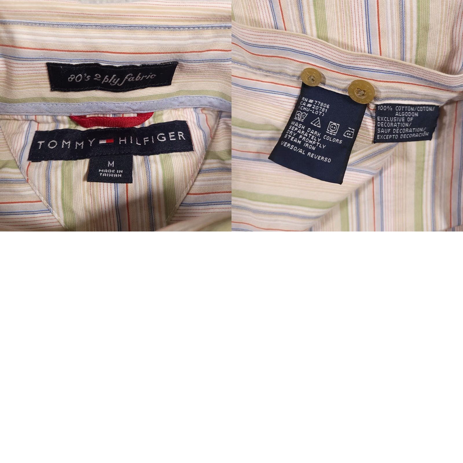 Tommy Hilfiger Tommy Hilfiger Shirt Mens Medium Striped 80s 2 Ply Long Sleeve Button-Down Pocket Multi Color Size US M / EU 48-50 / 2 - 9 Thumbnail
