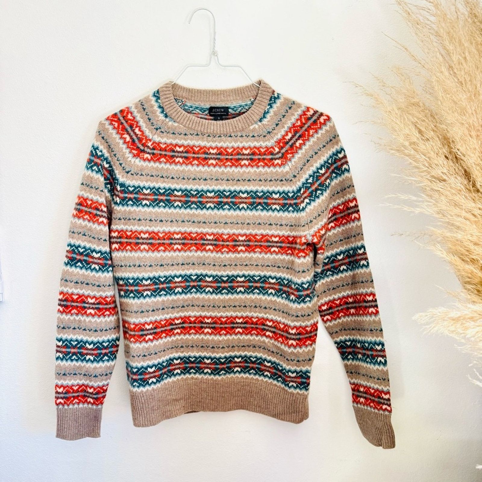 J.Crew J CREW Beige Tan Fair Isle Knit Stripe $228 Pullover Sweater Size S / US 4 / IT 40 - 2 Thumbnail