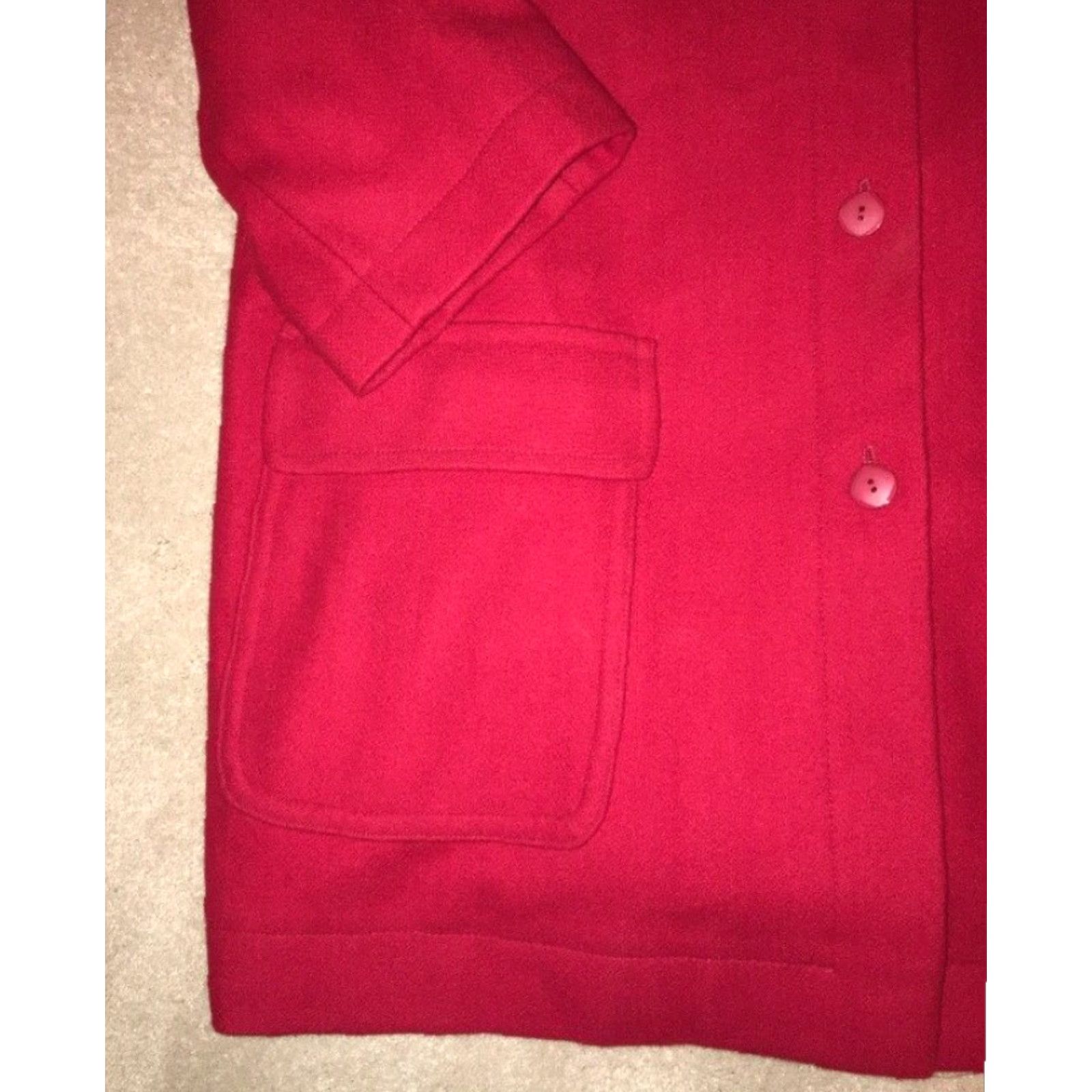 Orvis VINTAGE Orvis Womens Long Red Peacoat Coat Size 16 MADE IN USA Trench Style Size XXL / US 16-18 / IT 52-54 - 3 Thumbnail