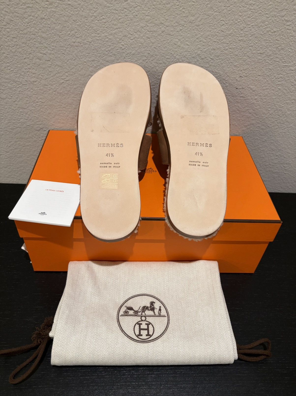 Hermes Izmir Brown Suede Shearling Sandals Size US 8.5 / EU 41-42 - 3 Thumbnail