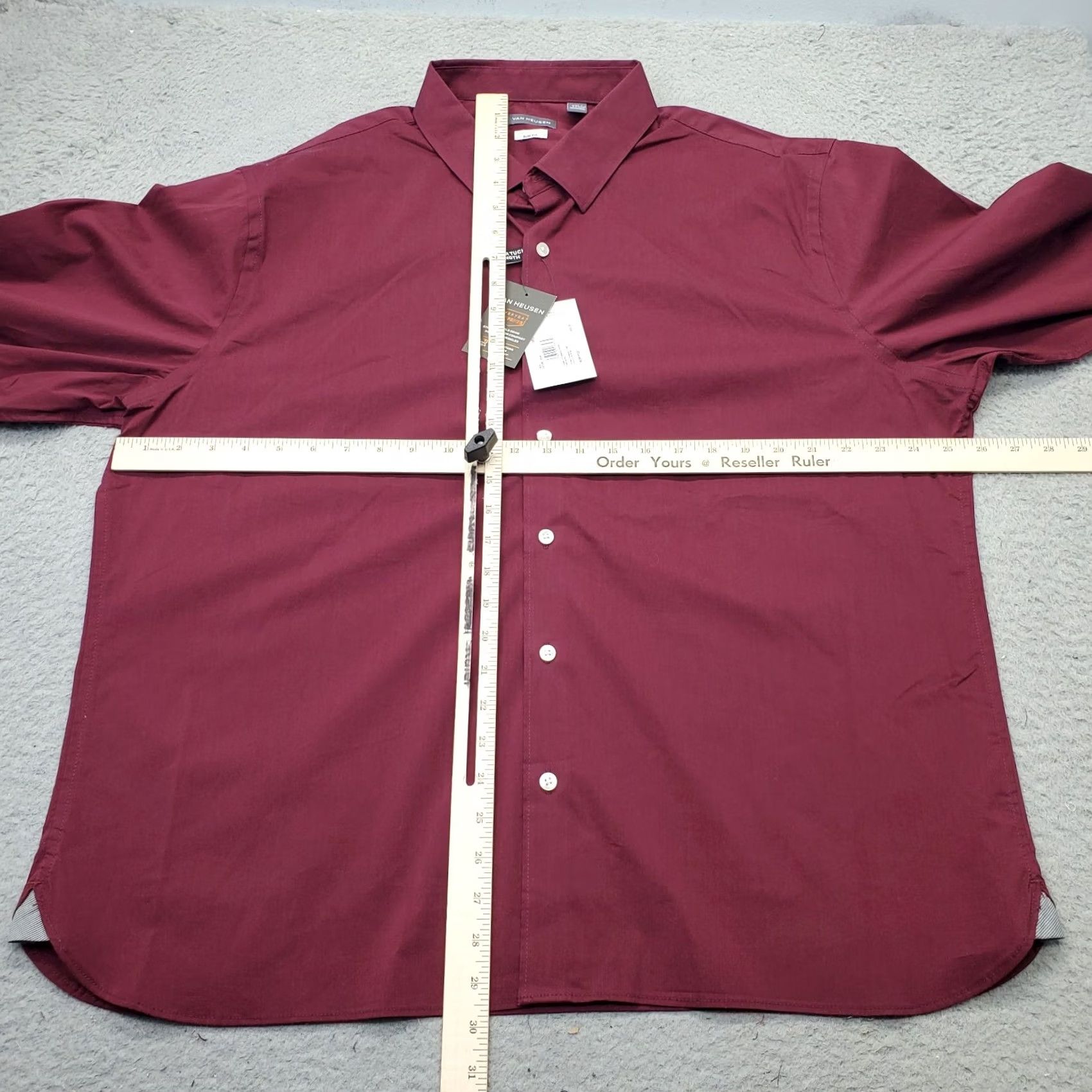 Van Heusen Van Heusen Mens XXL Burgundy Slim Fit Long Sleeve Button-Up Shirt Size US XXL / EU 58 / 5 - 3 Thumbnail