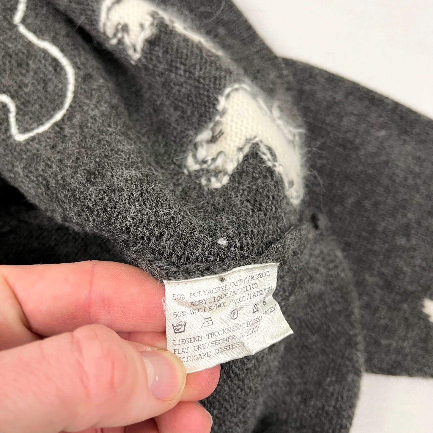 Vintage VTG Rene Derhy Cardigan Womens M / L Gray Bunny Rabbit Wool Blend Parisian Boho Cardigan Womens Regular Knit Style Size L / US 10 / IT 46 - 3 Thumbnail