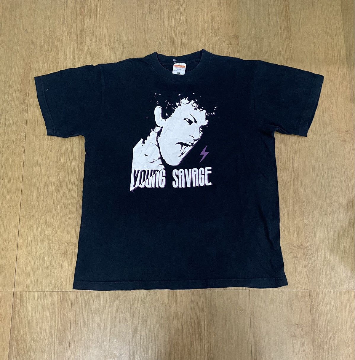 image of Band Tees x Vintage Best Offervintage Young Savage Retro Back To Front T-Shirt in Black (Size Mediu