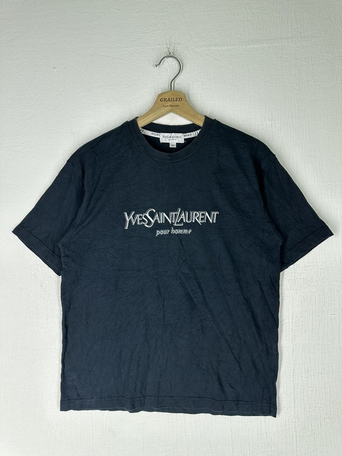 Yves Saint Laurent Pour Homme Blue Black Shirt Tee
